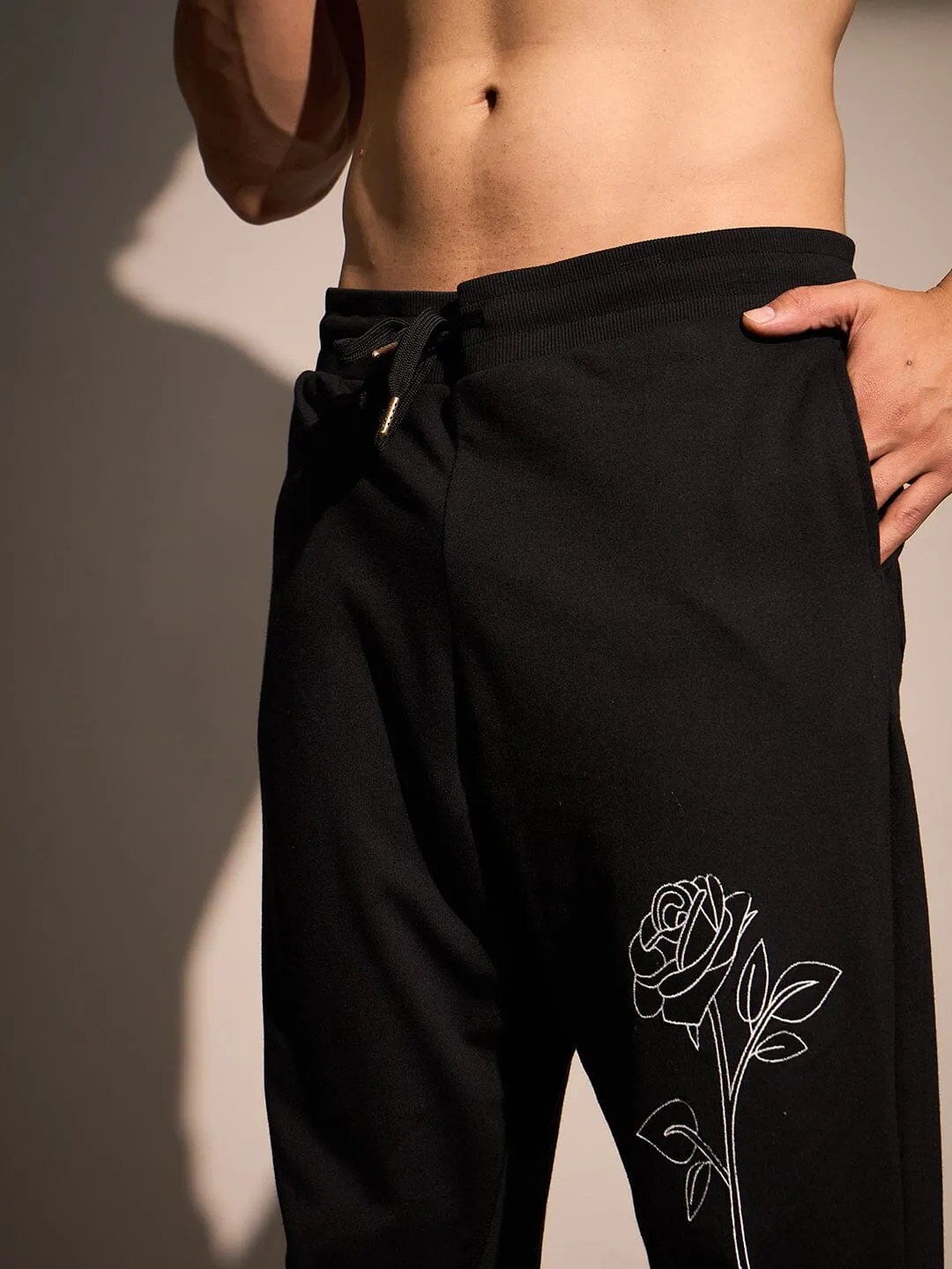 Black Rose Embroidered Oversized Tracksuit