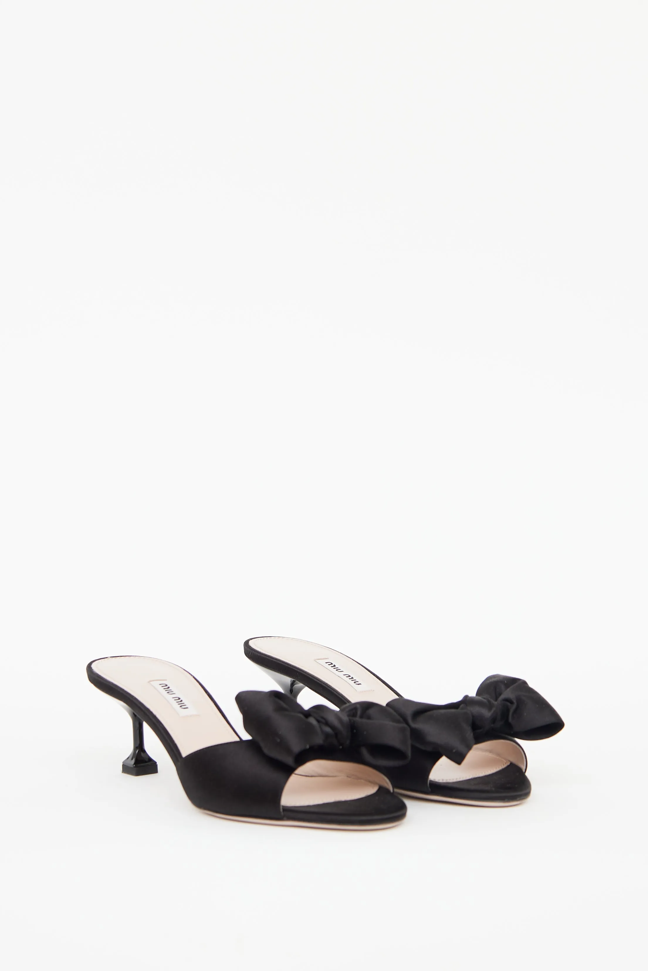 Black Satin Bow Kitten Heel