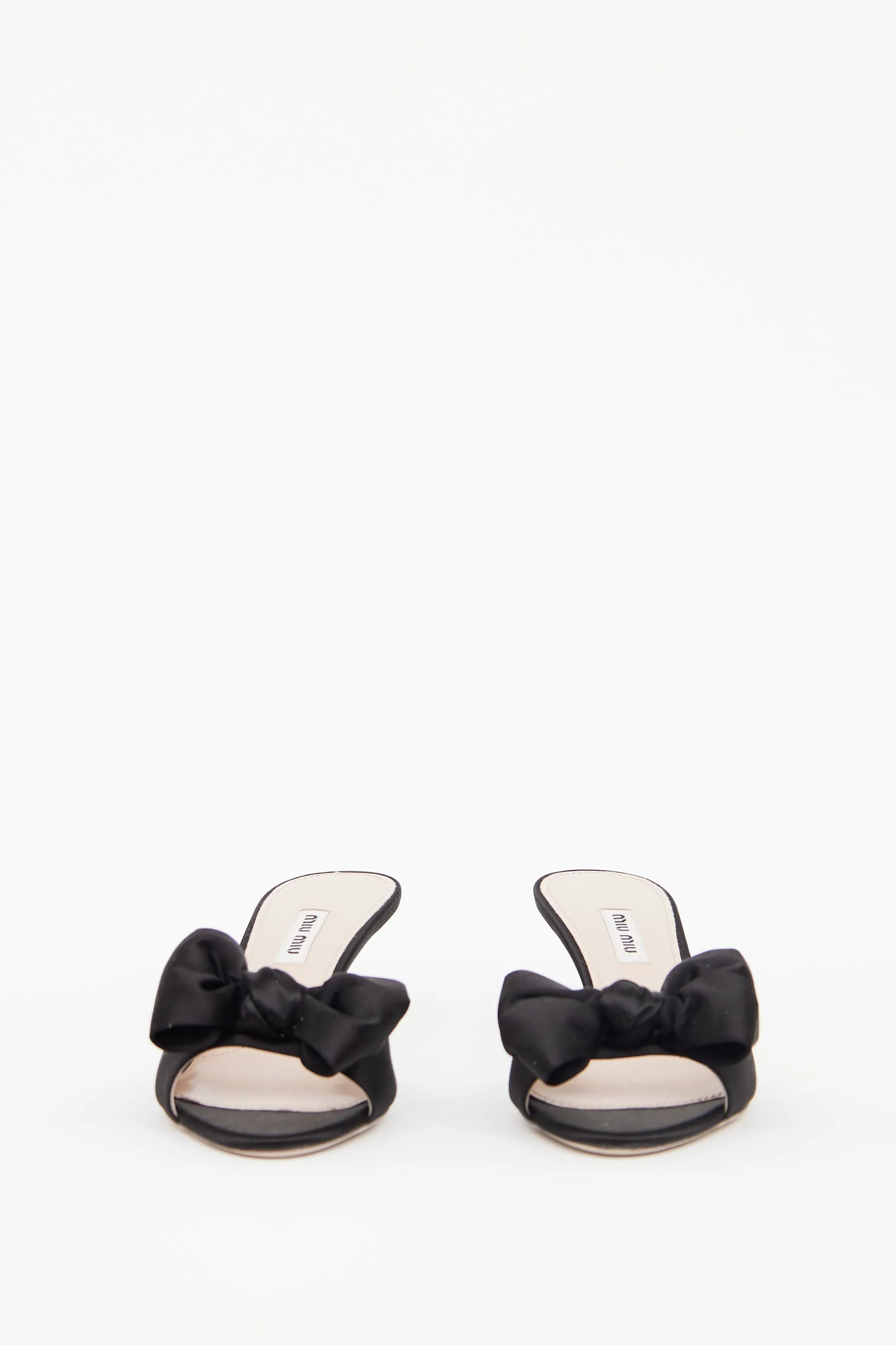 Black Satin Bow Kitten Heel