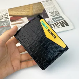 Black Slim Alligator Leather Credit Card Holder Double Side Crocodile Skin RFID Blocking | VINAM-84