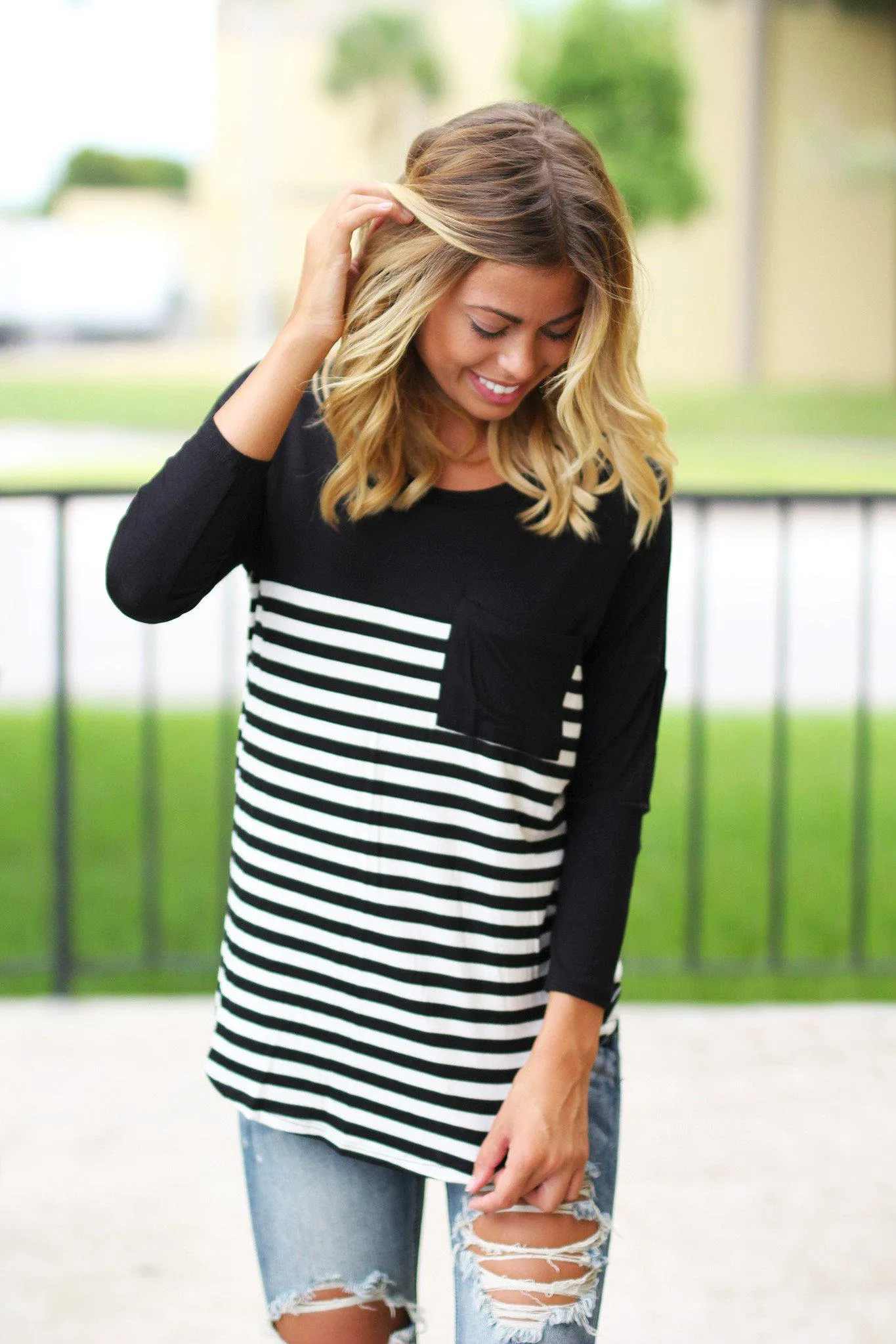 Black Striped Top