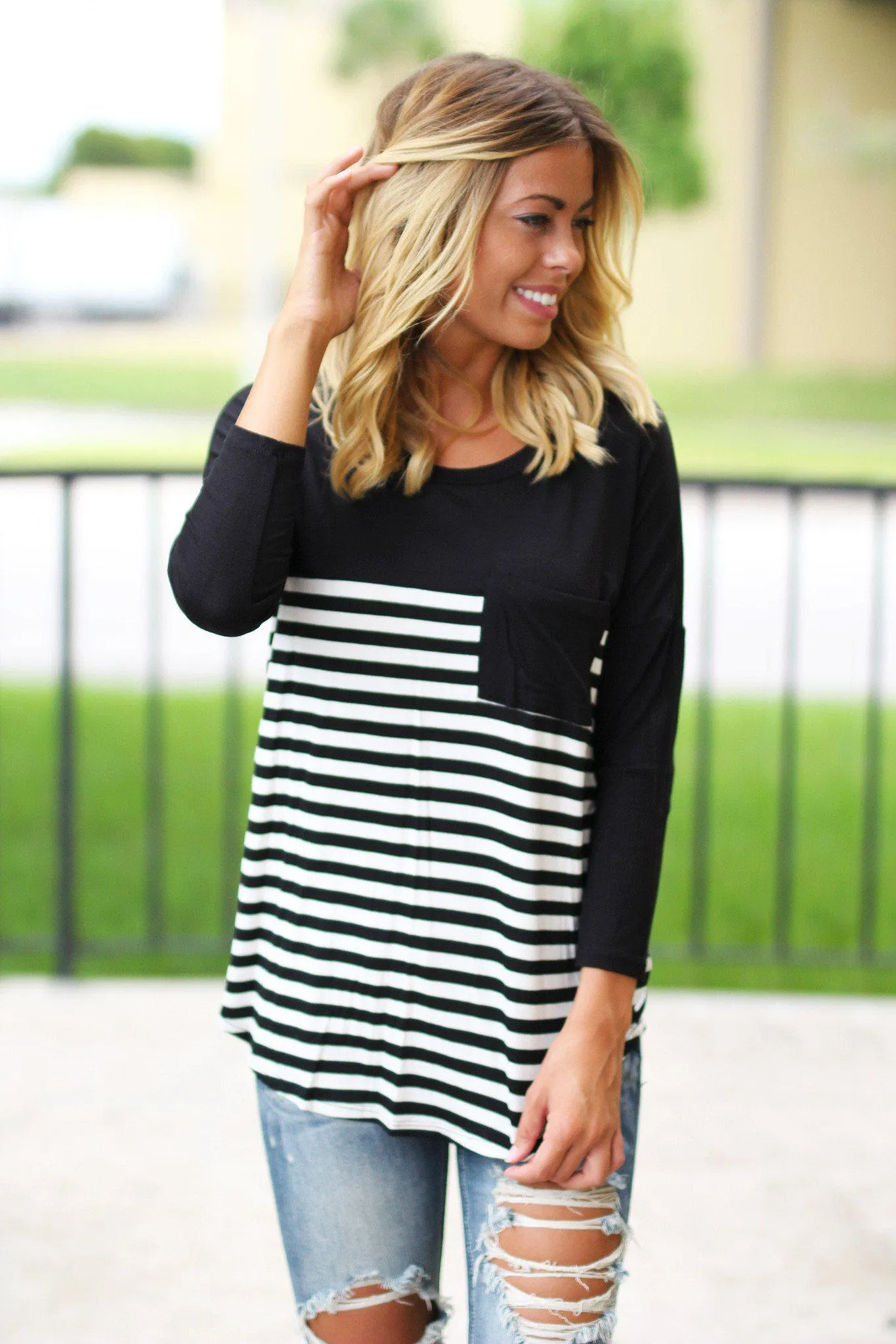 Black Striped Top