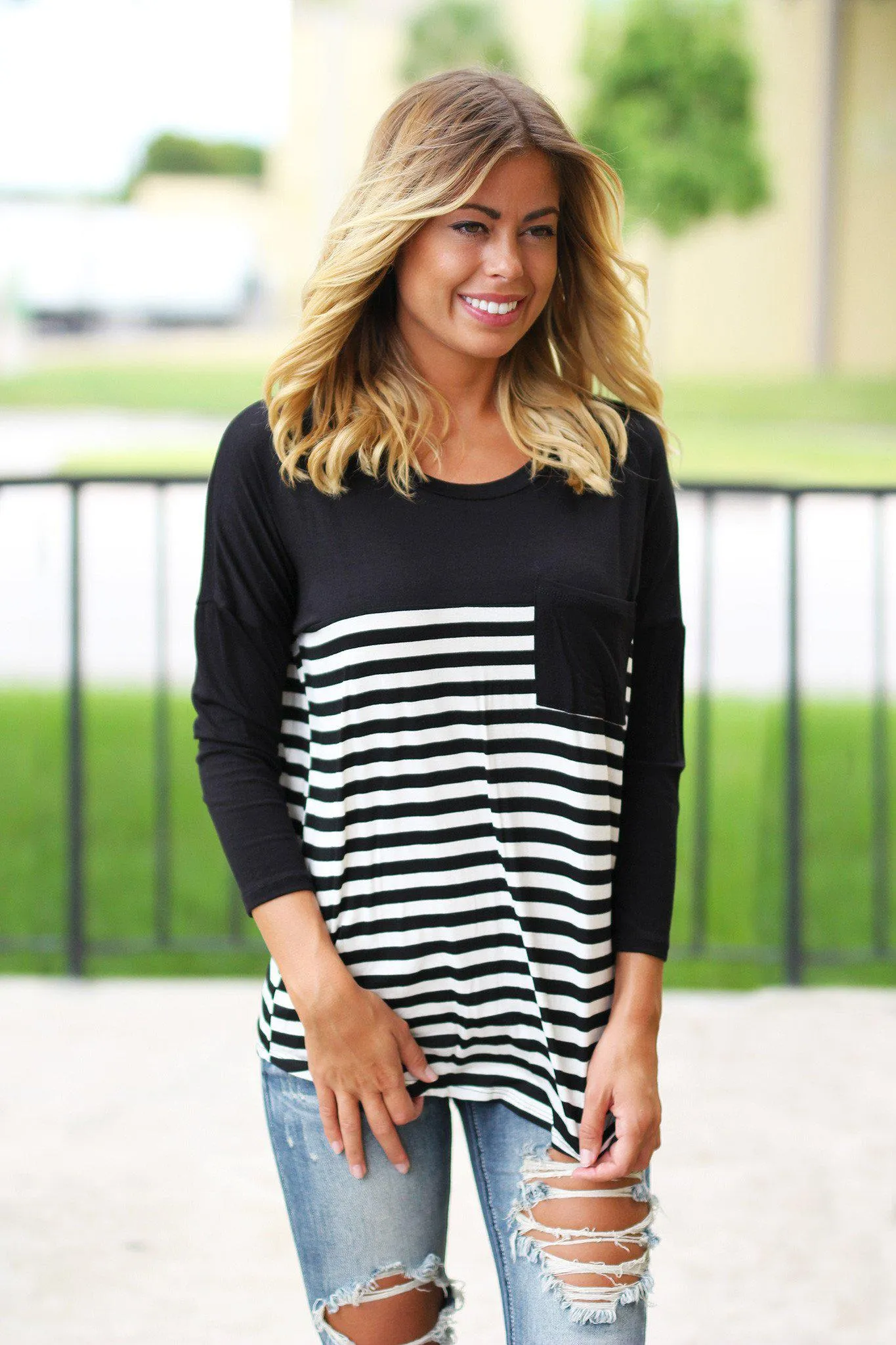 Black Striped Top