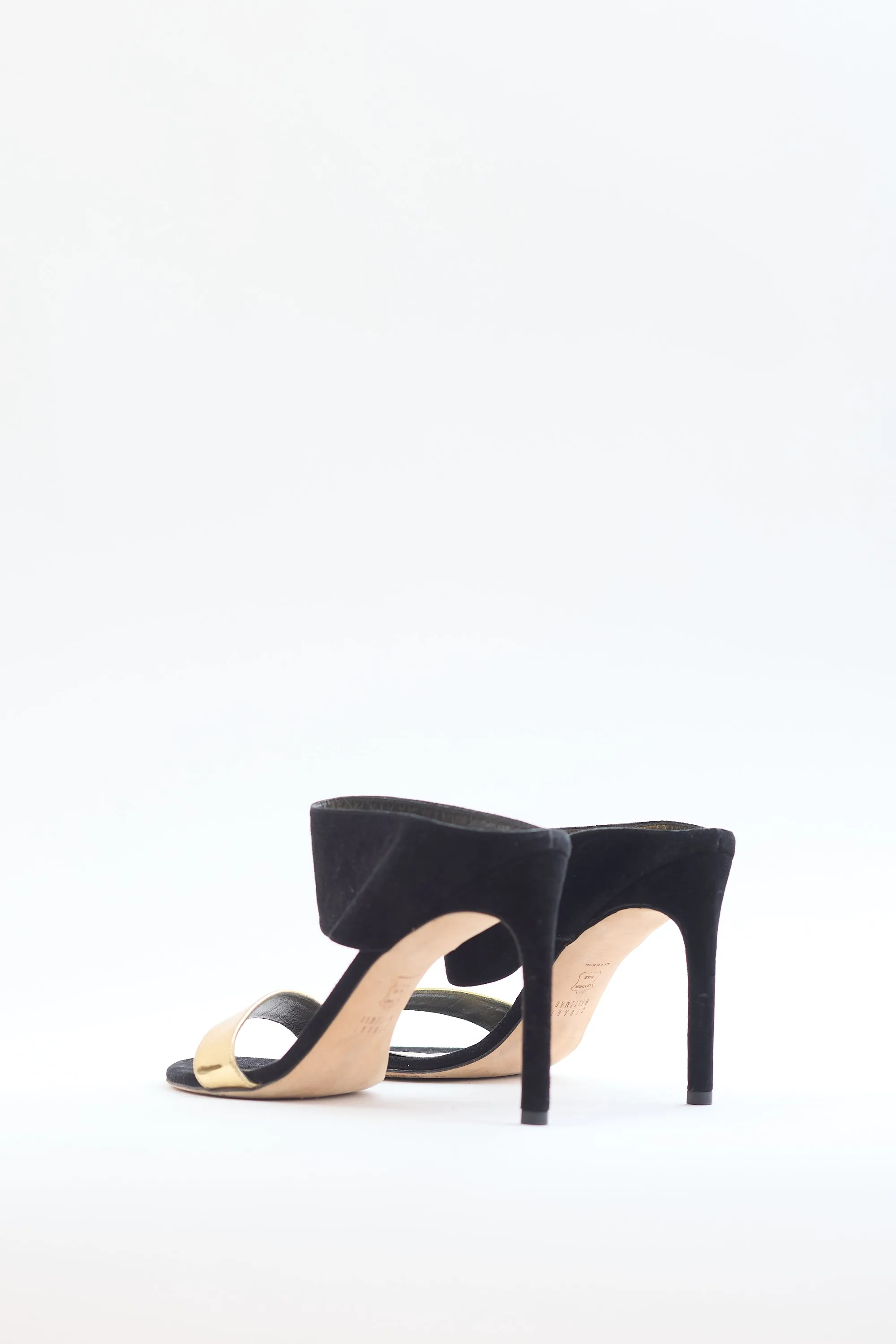 Black Suede & Gold Leather Heel