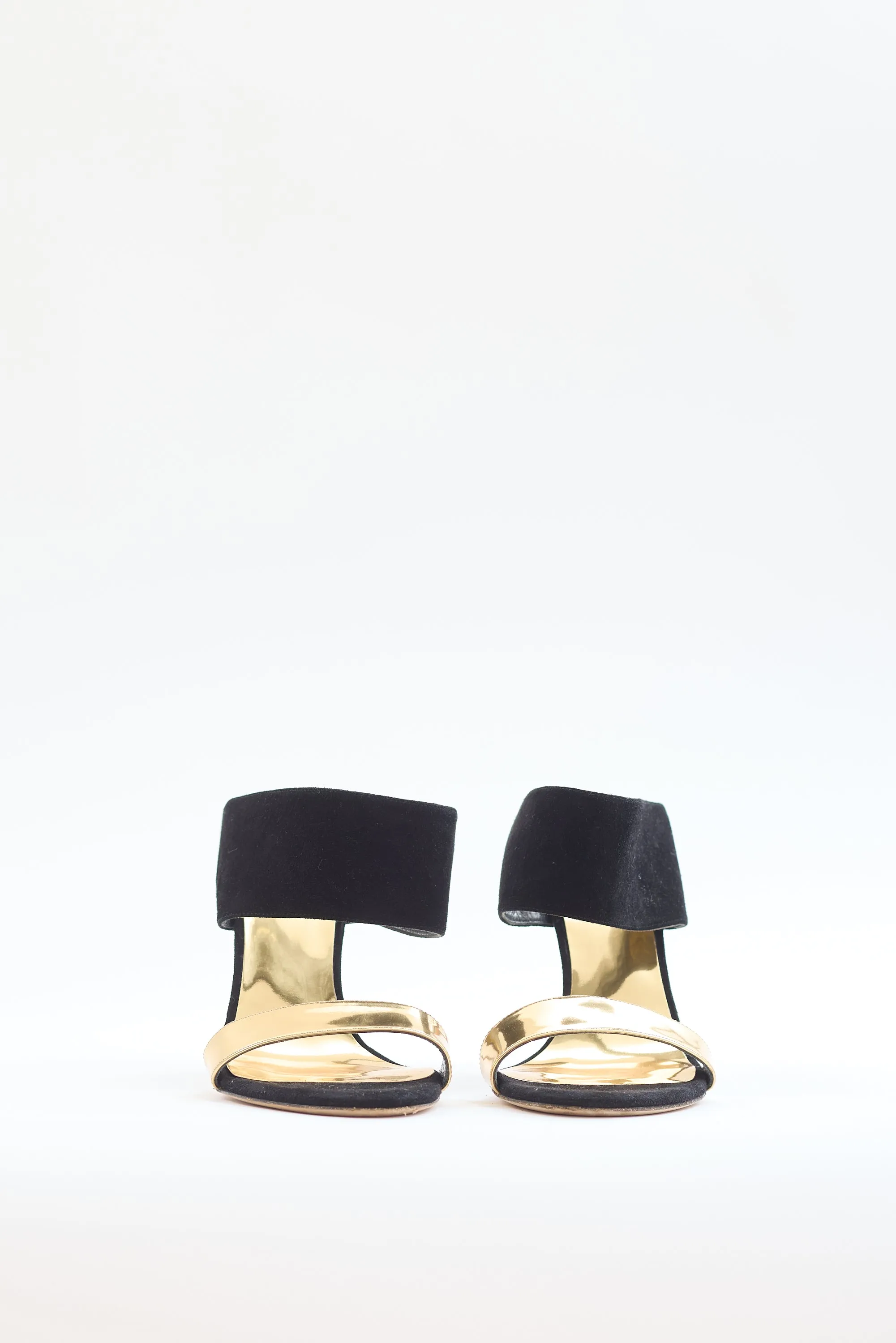 Black Suede & Gold Leather Heel