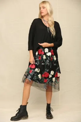 Black The Rose Garden Mesh Skirt