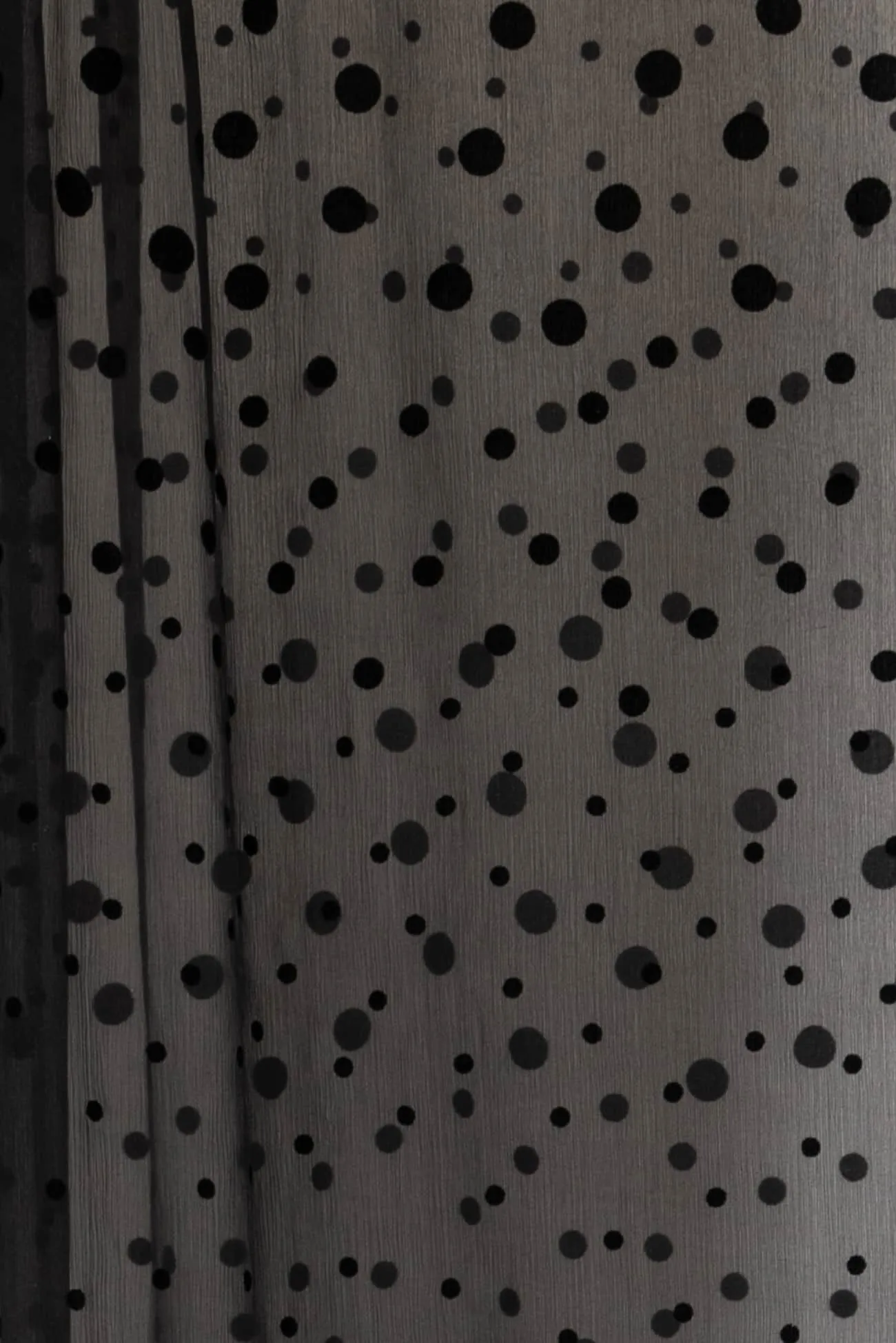 Black Velvet Dots French Silk Chiffon Woven