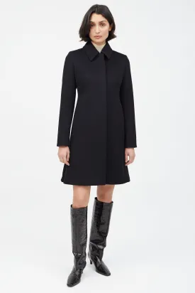 Black Wool & Cashmere A-Line Coat