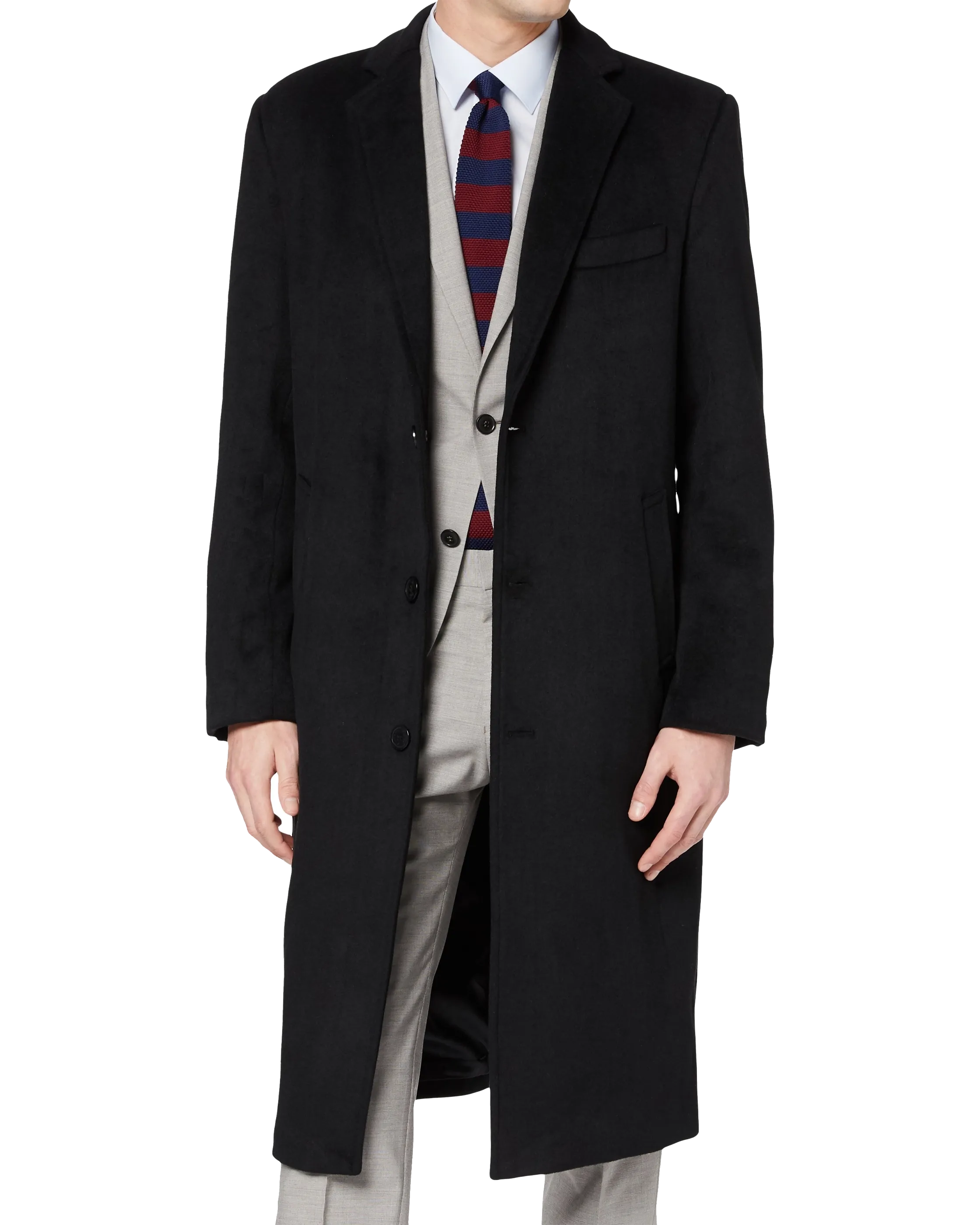 Black Wool Cashmere Long Overcoat