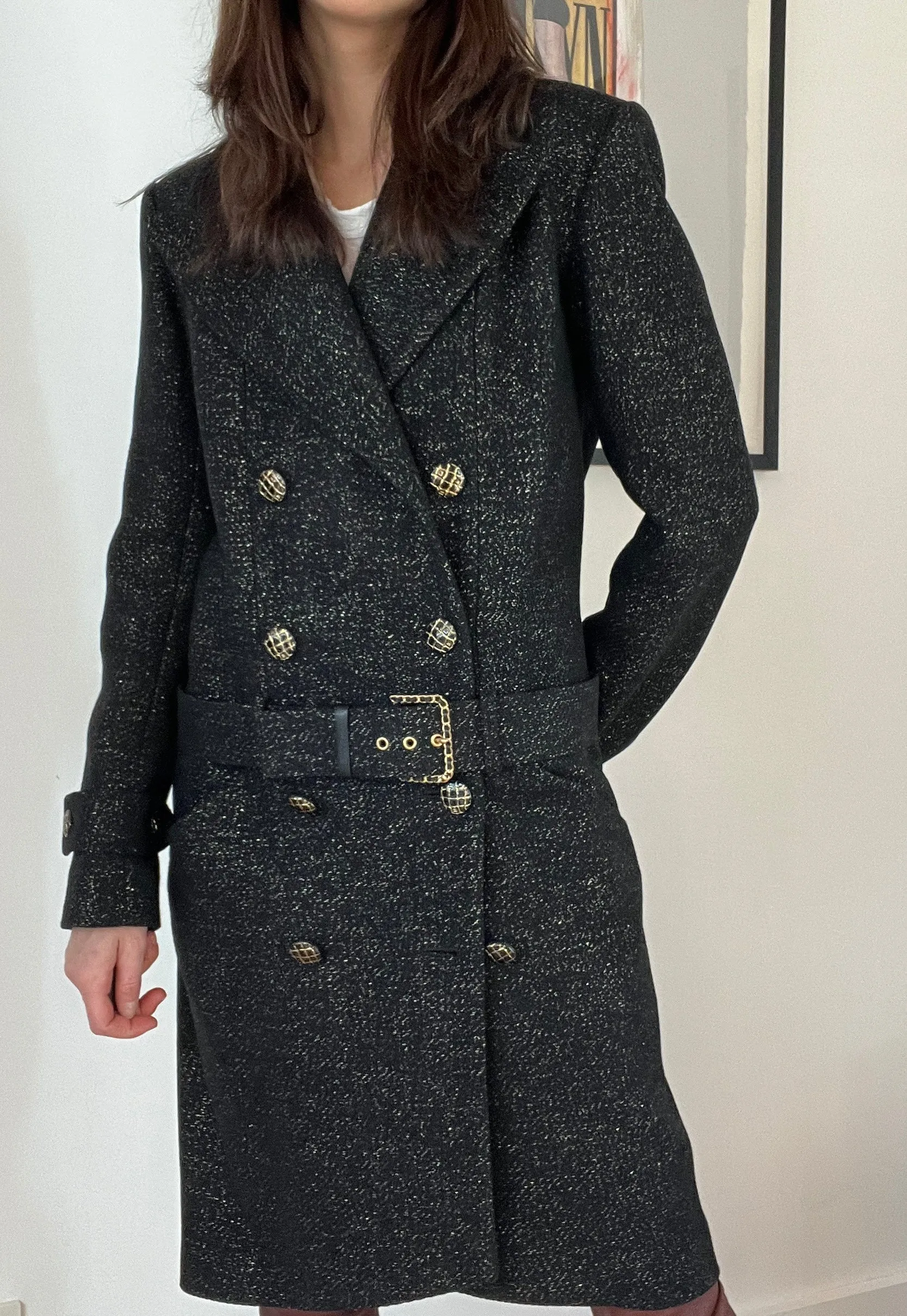 Black Wool Trench Coat - 40