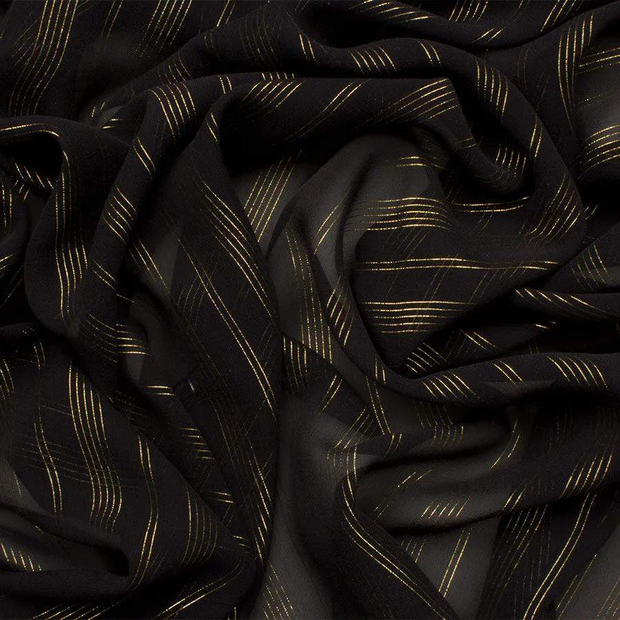 Black/Gold Laminated Silk Georgette (A 3.50m Piece)