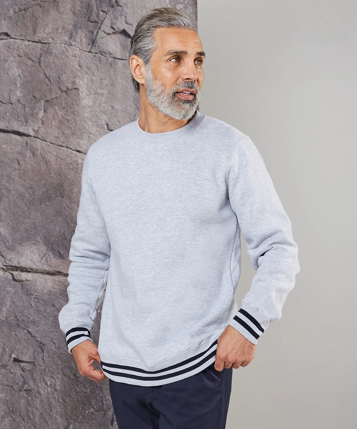 Black/Heather Grey - Sweatshirt with striped cuffs