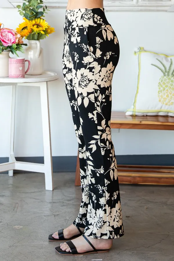 Black/Taupe Floral Pants - #4363-4368