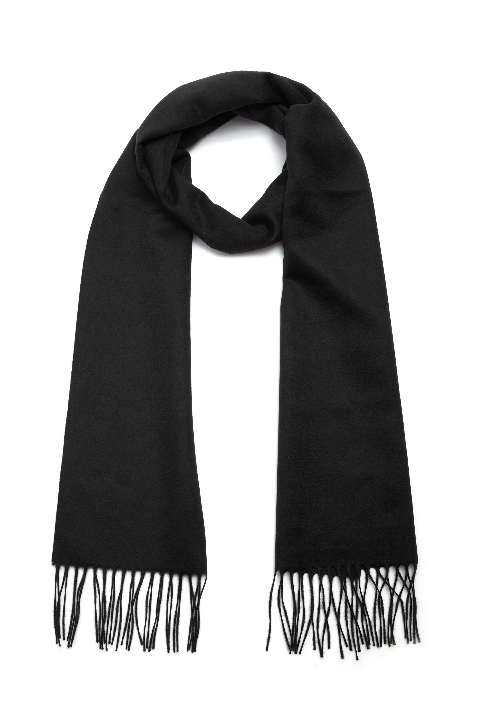 Blaine Fringe Scarf in Black Silk Cashmere