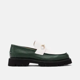 Blake Green/White Leather Lug Bit Loafers