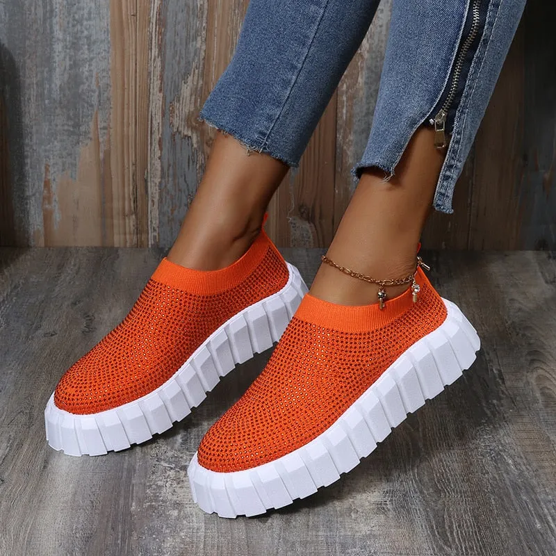 Bling Bling Female Mesh Platform Vulcanized Shoes