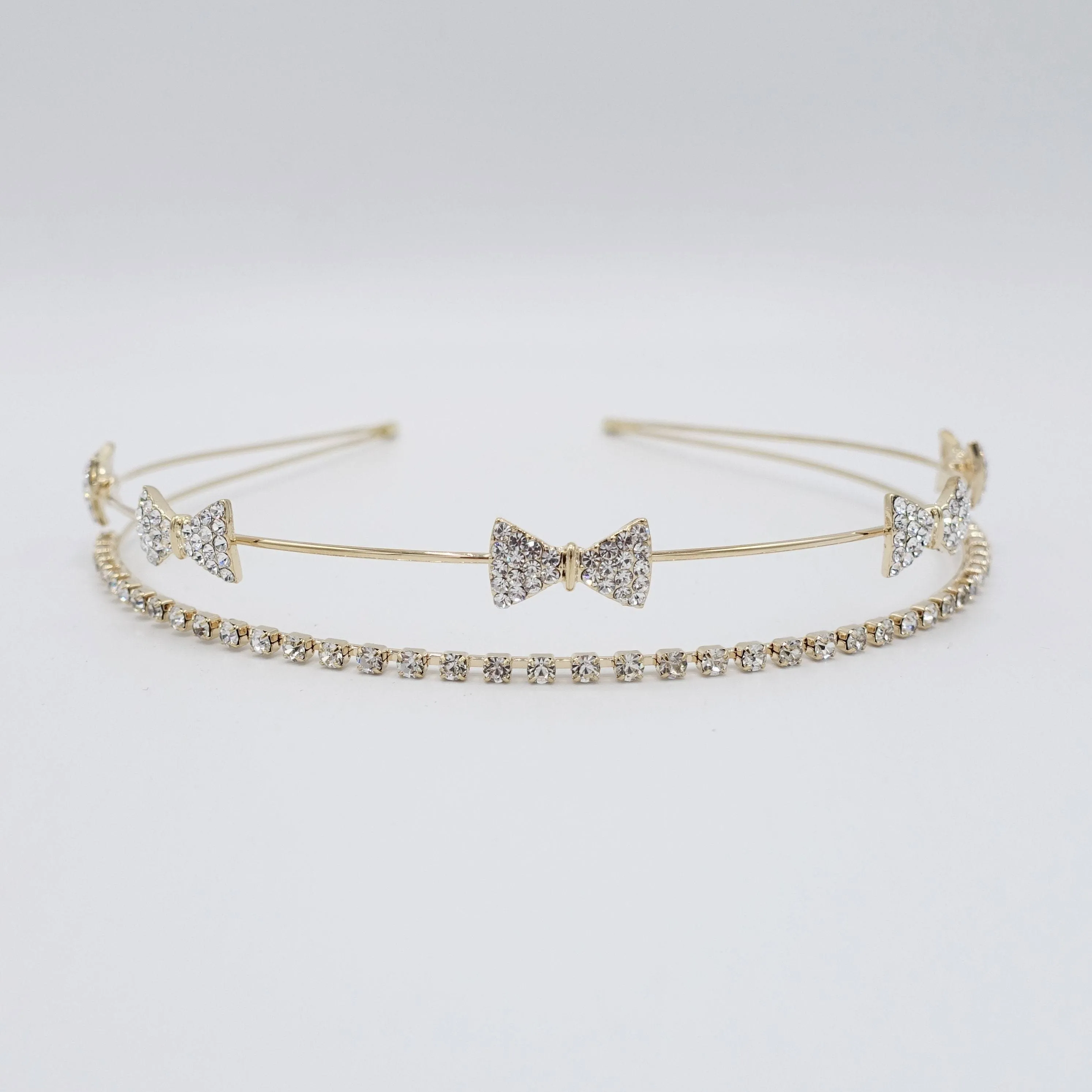 bling star rhinestone double strand metal thin hairband for women