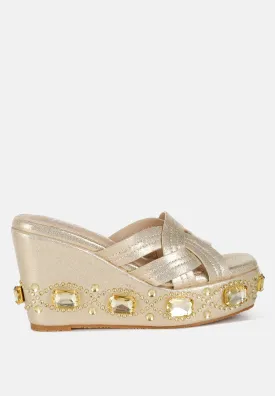 Blistronic Chunky Diamante & Rhinestone Cut-Out Sandals