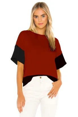 Blocked Red And Black Top