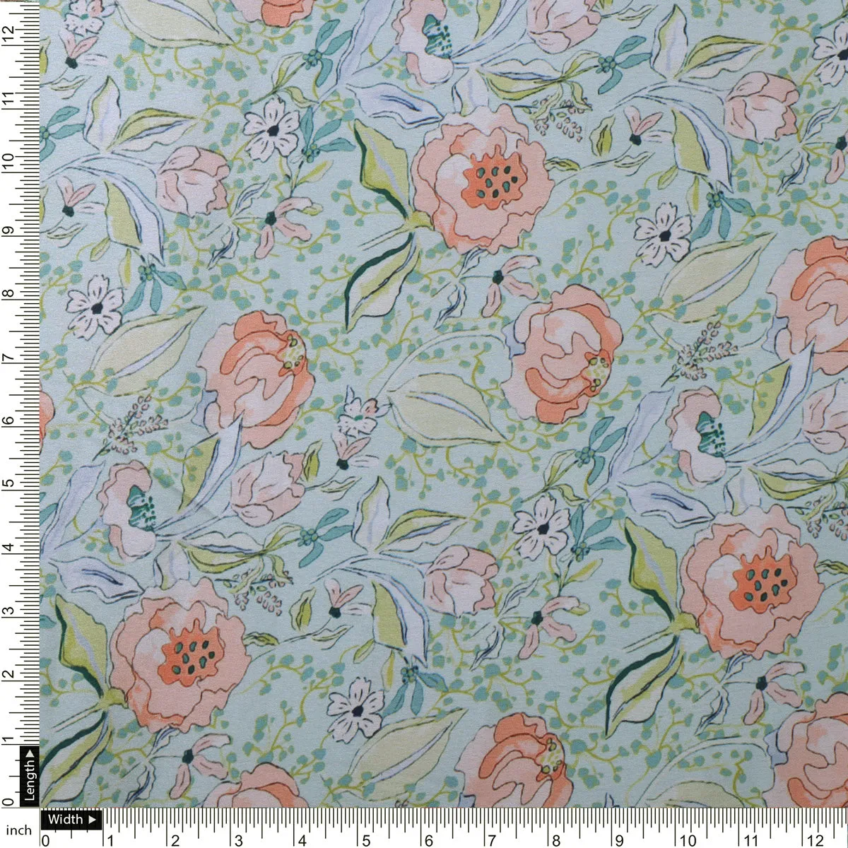 Blooming Peonies in Pastel Paradise Japan Satin Fabric