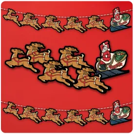 Blowmold Inspired Santa with Sleigh Hanging Banner