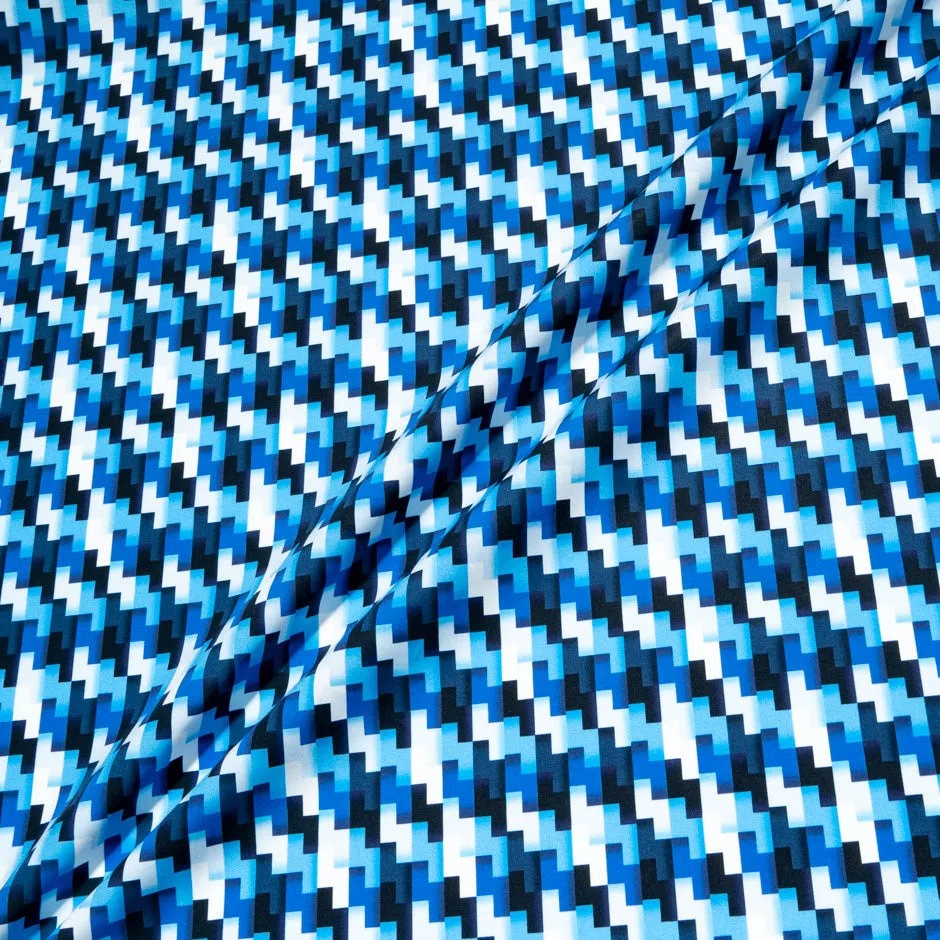 Blue & Black Geometric Printed Luxury Cotton