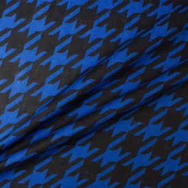 Blue & Black Houndstooth Printed Linen