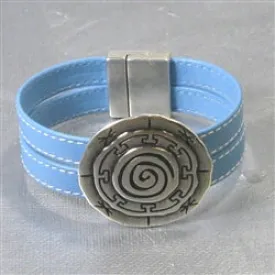 Blue Leather Cuff Bracelet for a Woman Bold Focus