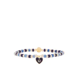 blue multi bead heart stretch bracelet