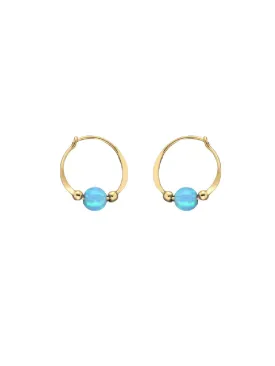 Blue Opal Beaded Hoops