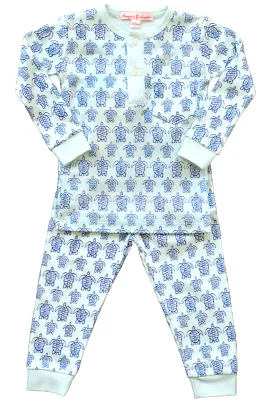 Blue Sea Turtle Pajama Set