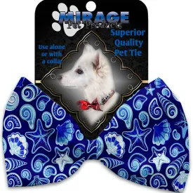 Blue Seashells Pet Bow Tie Collar Accessory With Velcro