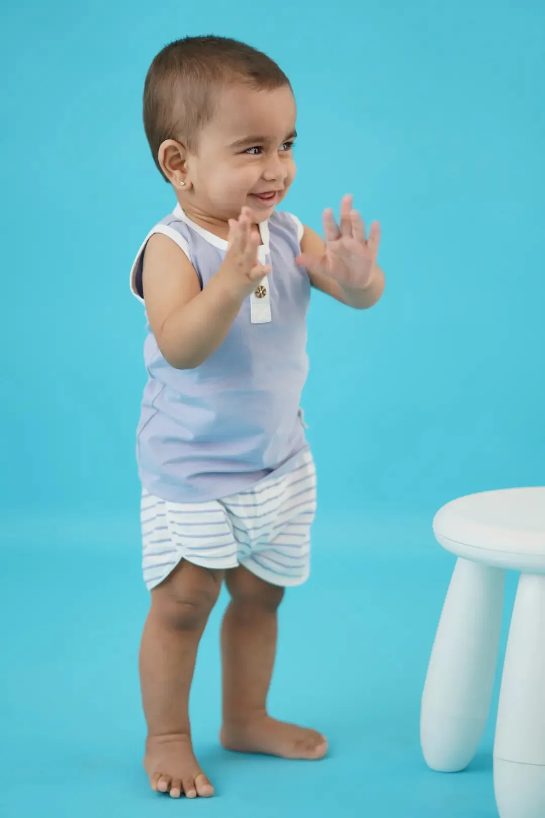 Blue Stripes-Boys Vest and Shorts