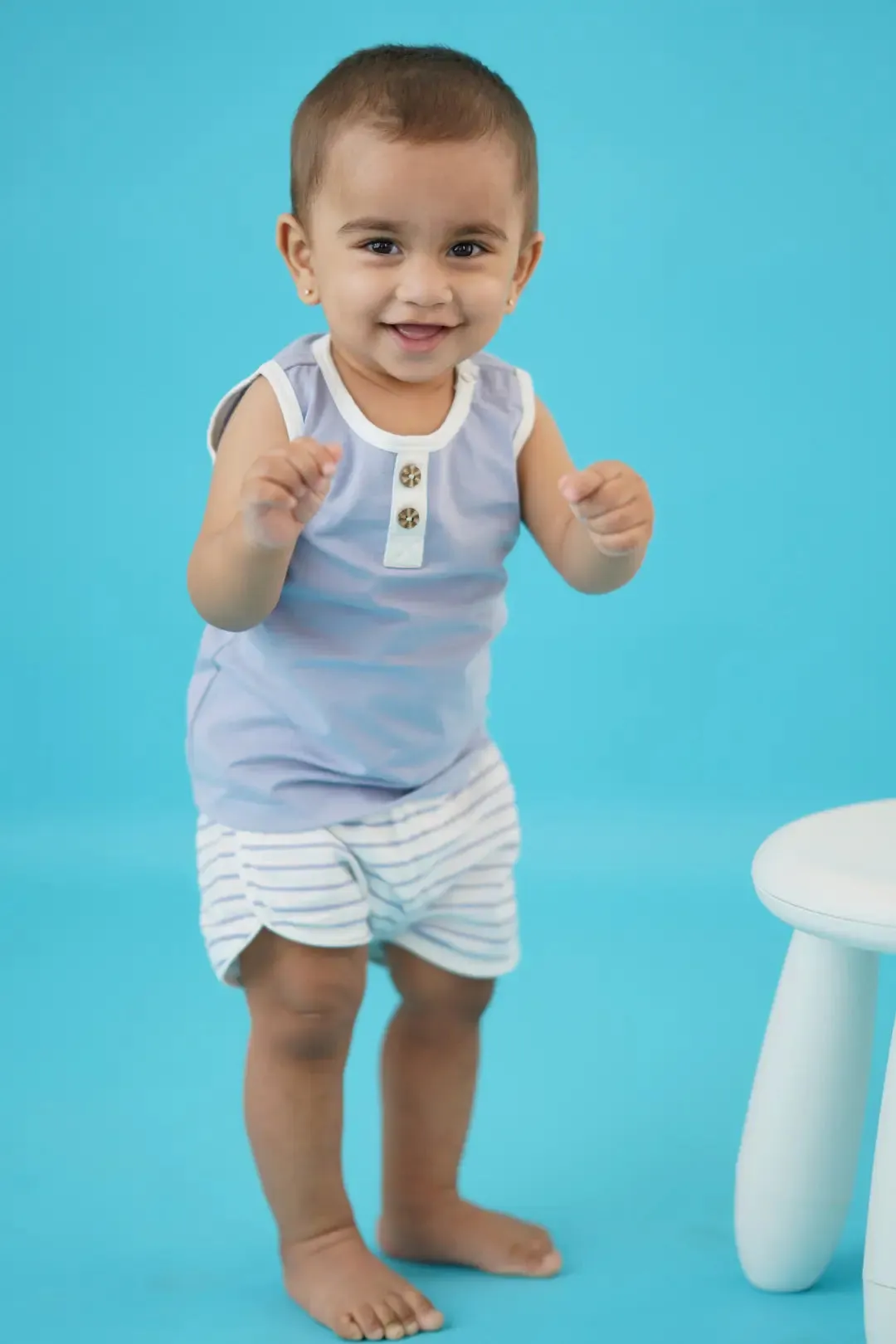 Blue Stripes-Boys Vest and Shorts