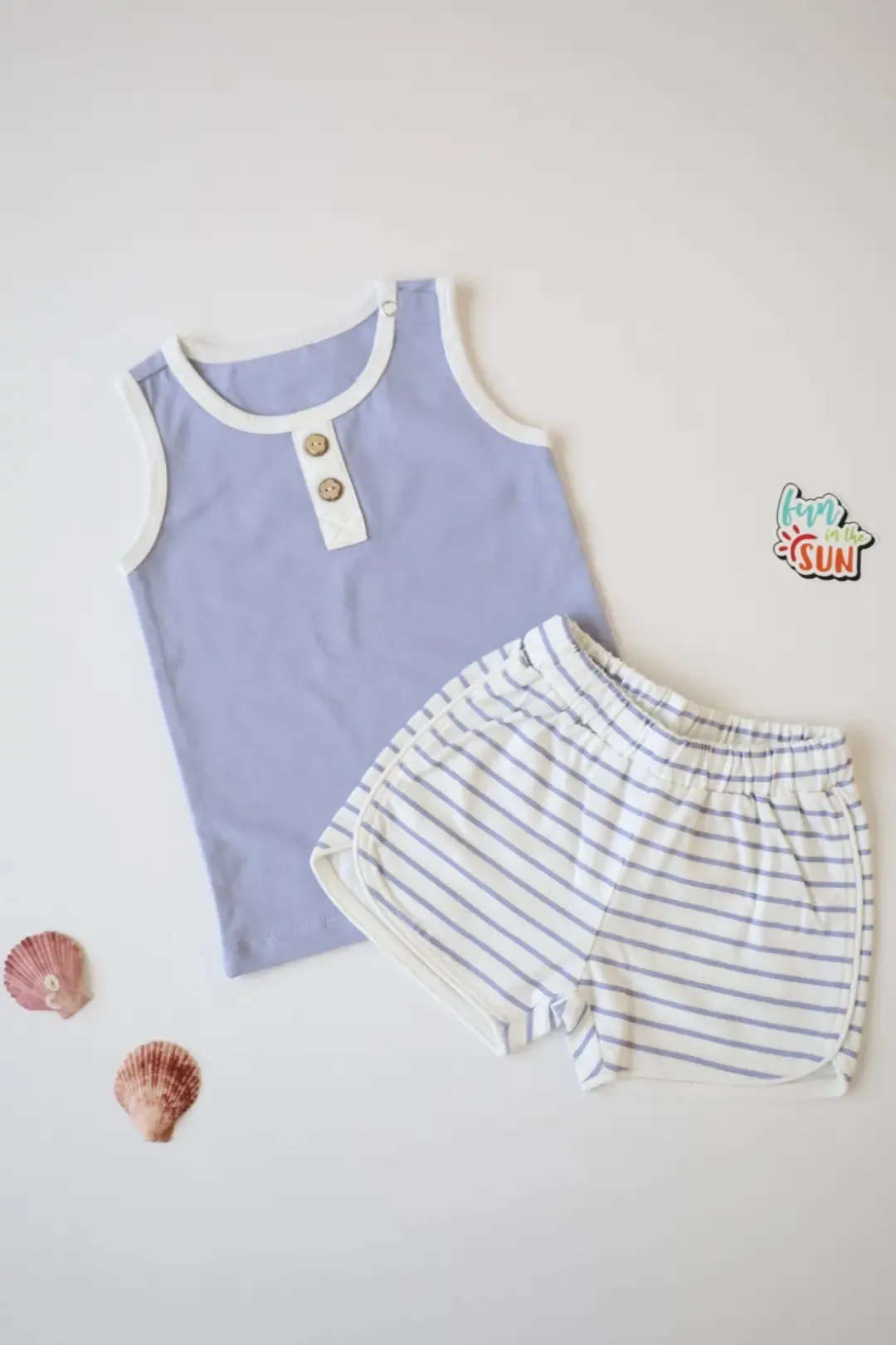 Blue Stripes-Boys Vest and Shorts