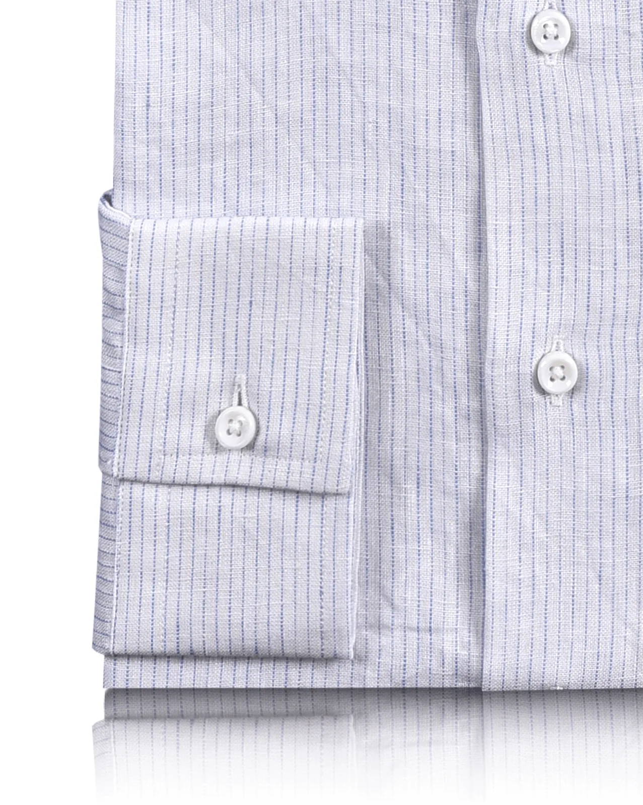 Blue White Pencil Stripes Linen Shirt