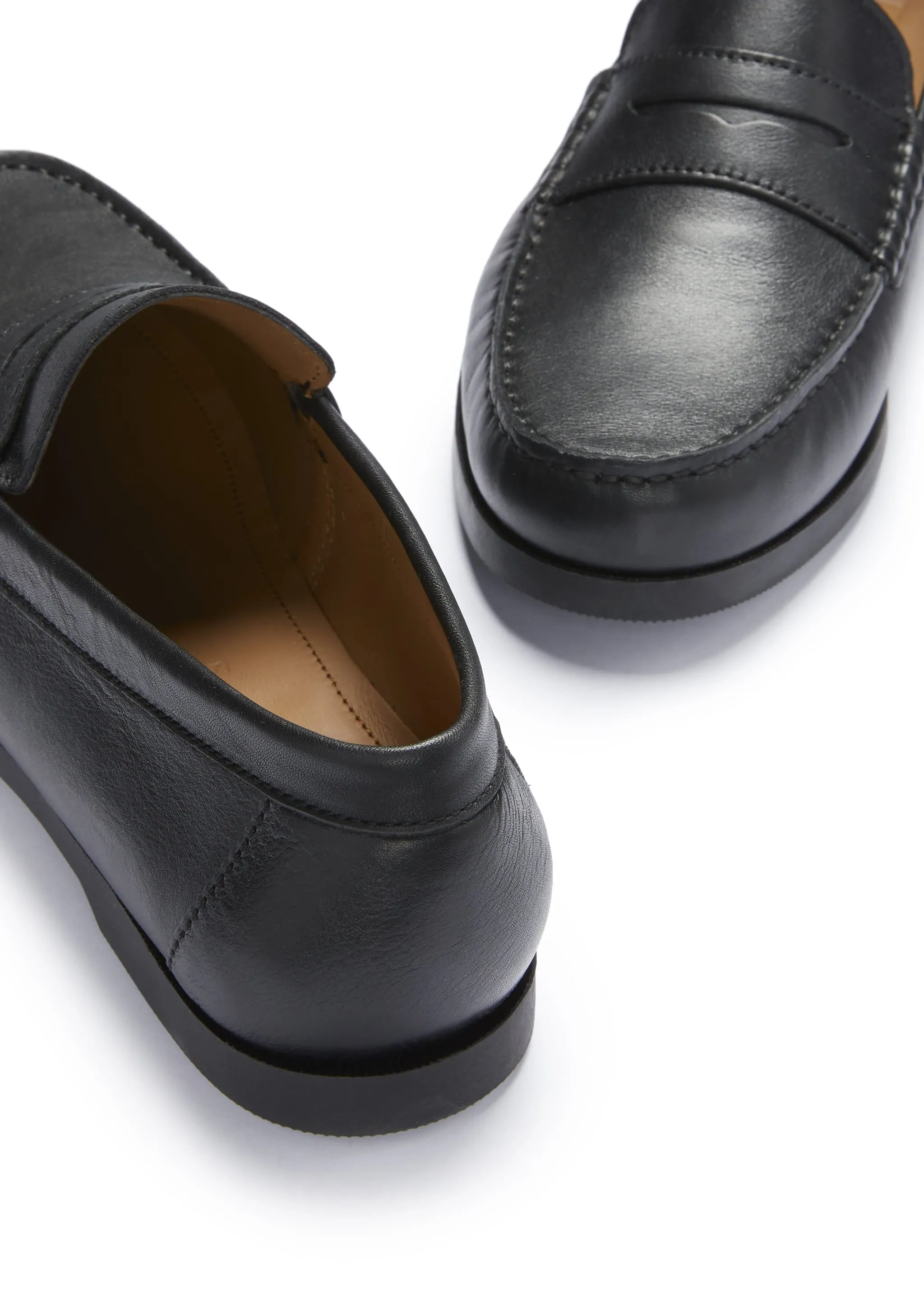 Boat Loafers, black leather