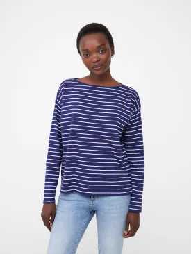 Boat Neck Breton Stripe Long Sleeve Top