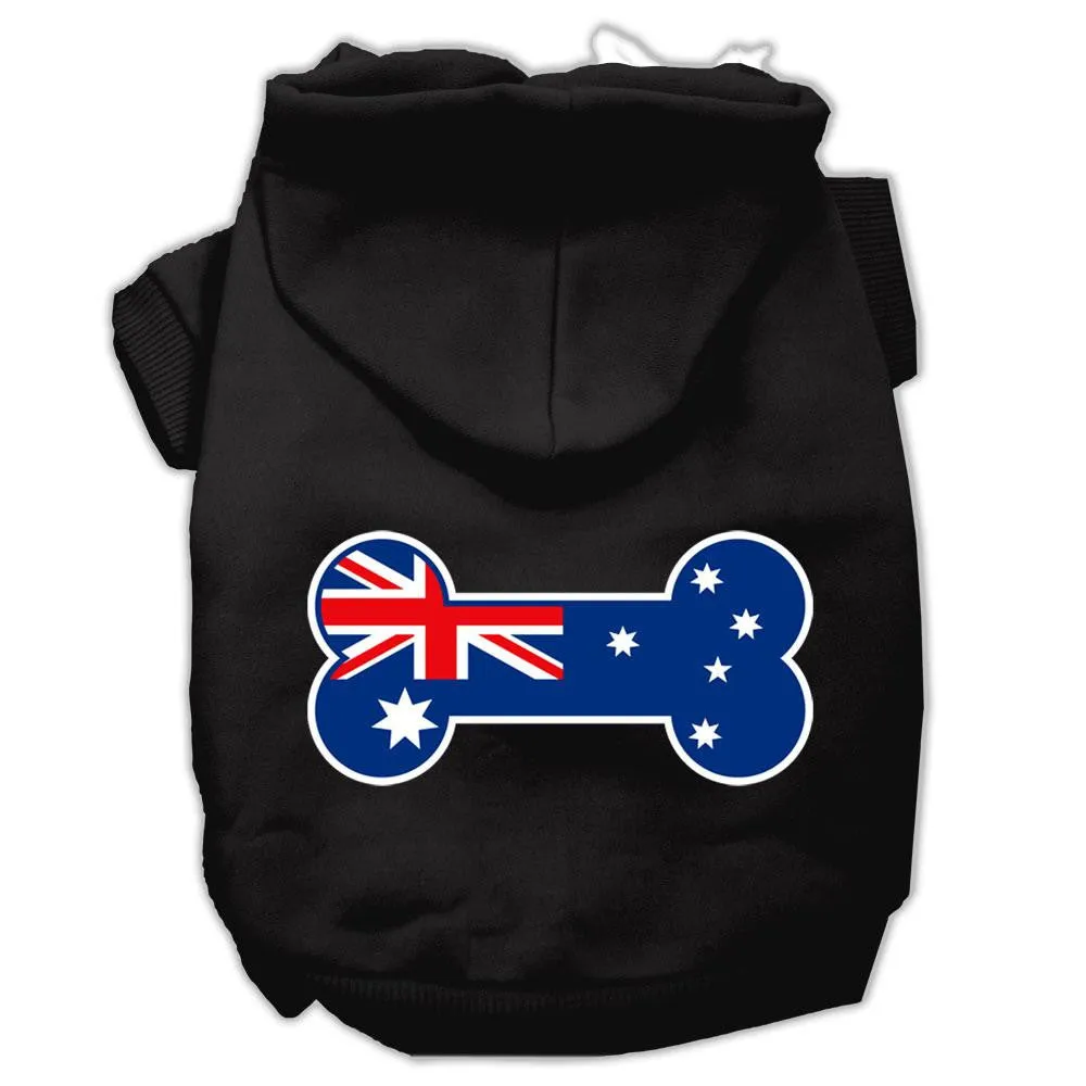 Bone Shaped Australian Flag Screen Print Pet Hoodies Black XL (16)