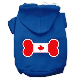 Bone Shaped Canadian Flag Screen Print Pet Hoodies Blue S (10)