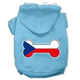 Bone Shaped Czech Republic Flag Screen Print Pet Hoodies Baby Blue XL (16)