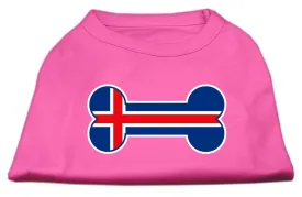 Bone Shaped Iceland Flag Screen Print Shirts Bright Pink S (10)