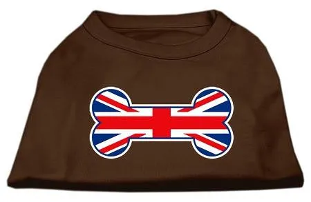 Bone Shaped United Kingdom (Union Jack) Flag Screen Print Shirts Brown Sm (10)