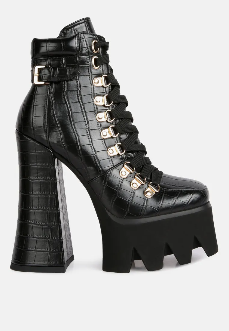 Boogie High Platform Lace Up Boots