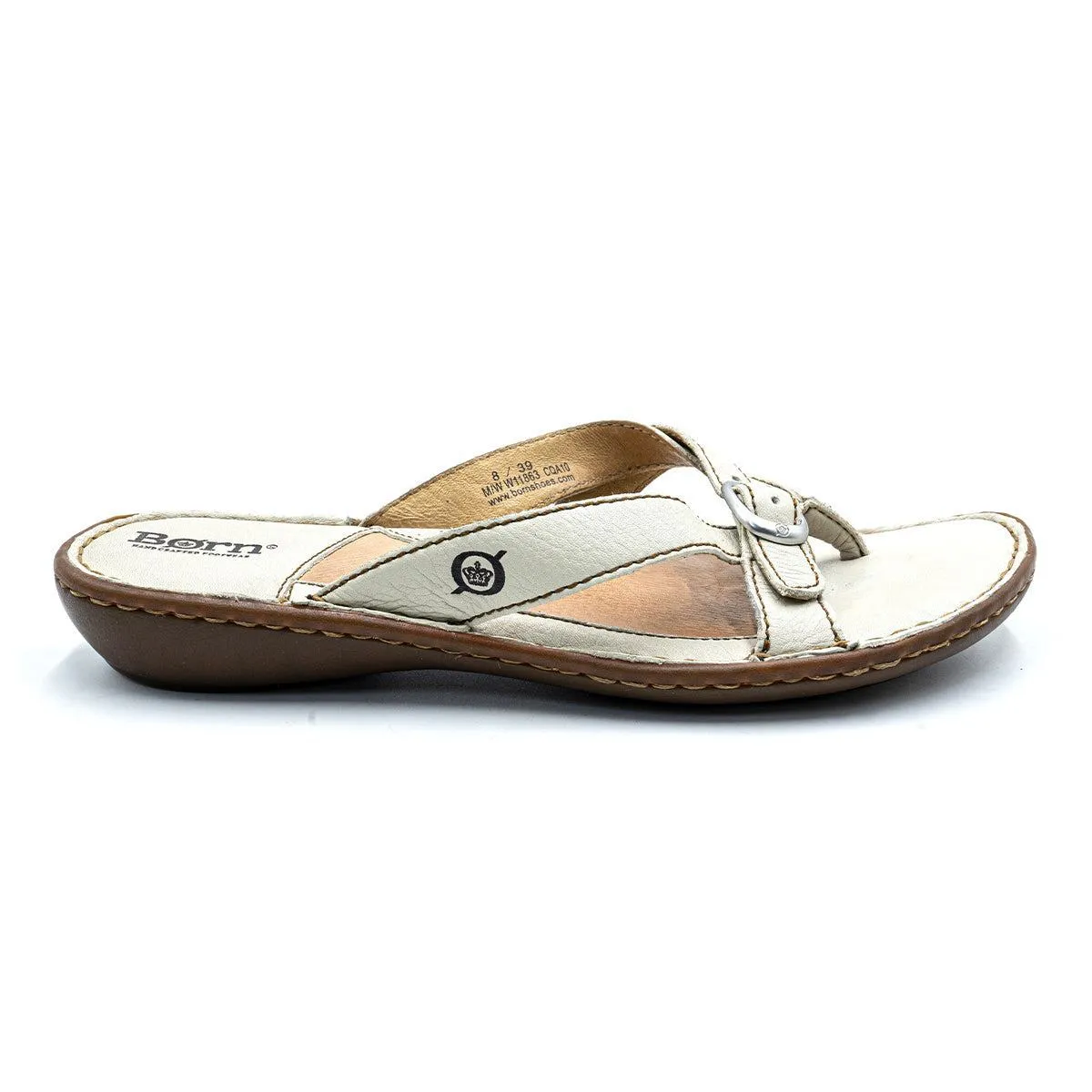 Born Flat Sandals Leather Beige Colour For Women