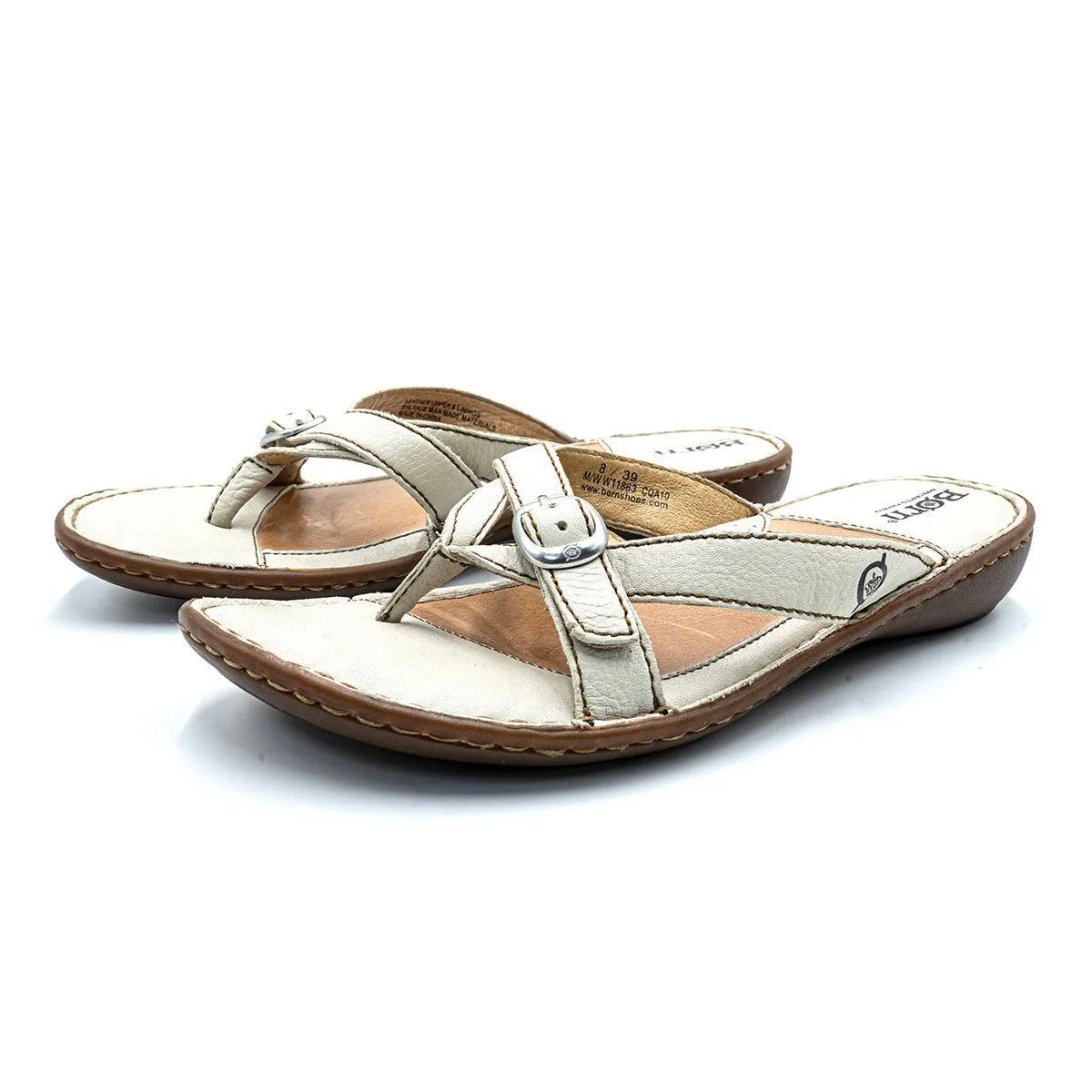 Born Flat Sandals Leather Beige Colour For Women