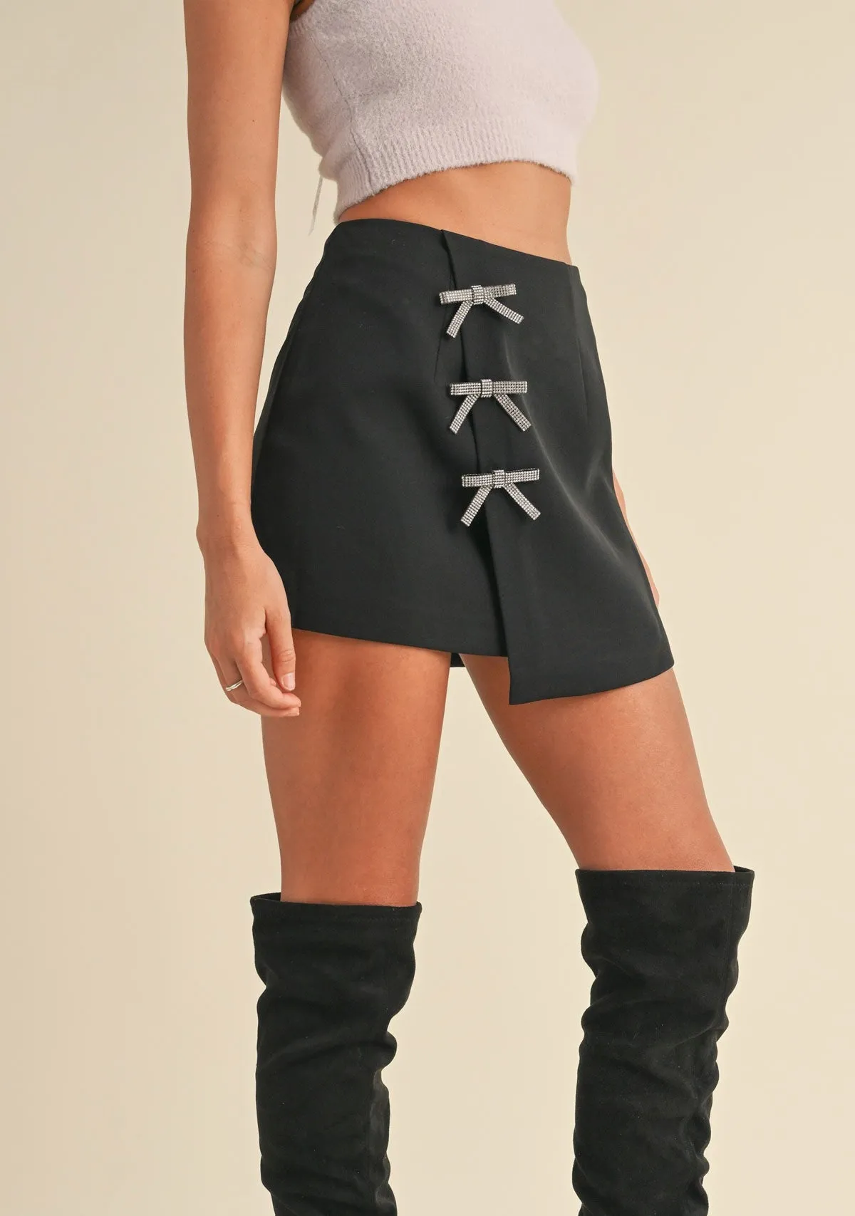 Bow Applique Mini Skirt