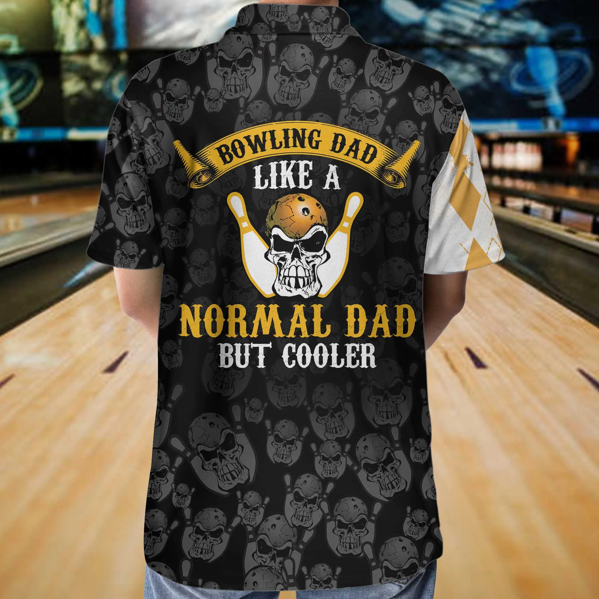 Bowling Dad Like A Normal Dad But Cooler Polo Shirt, Argyle Pattern Bowling Polo Shirt For Bowler Dad Coolspod