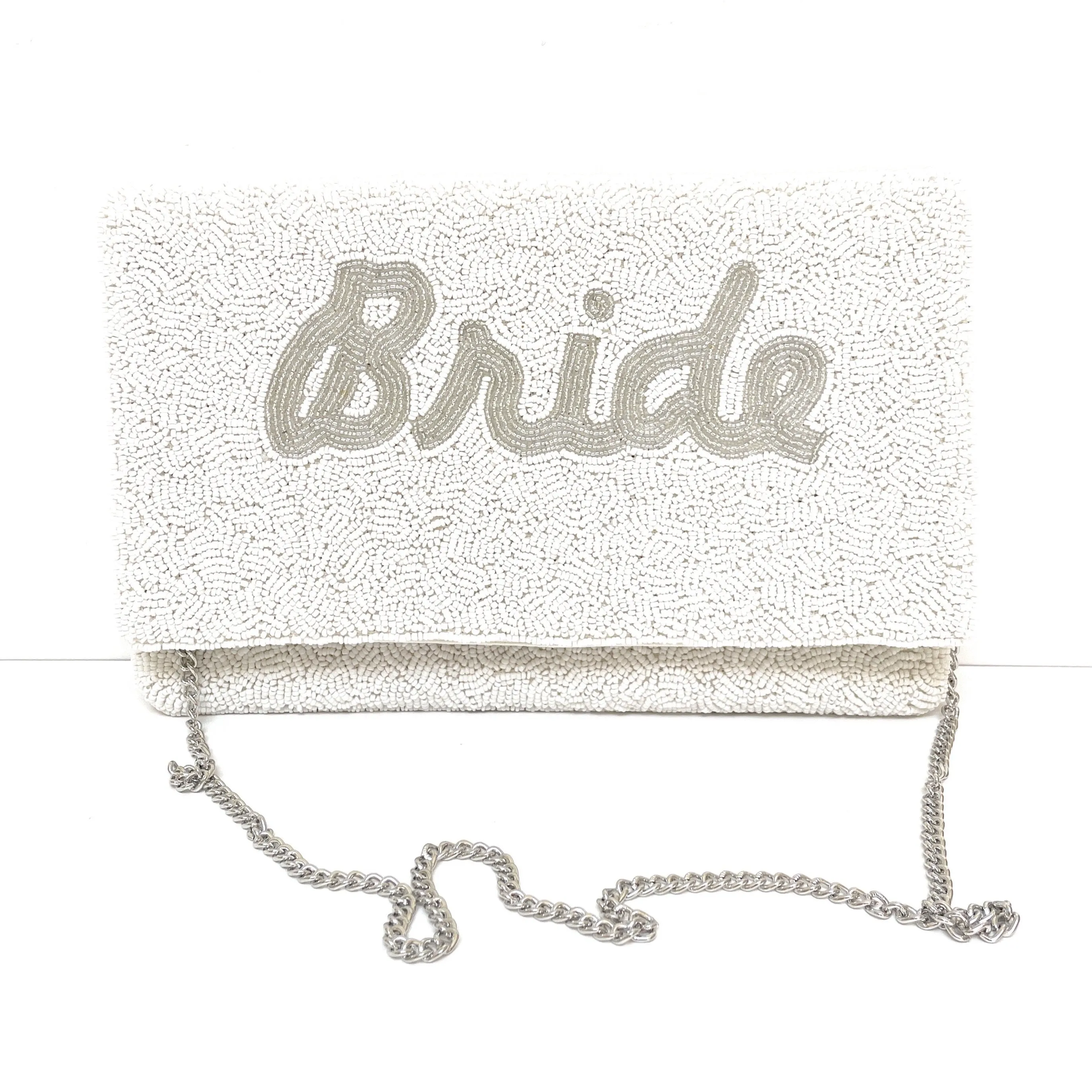 Bride Beaded Clutch Purse (Silver)