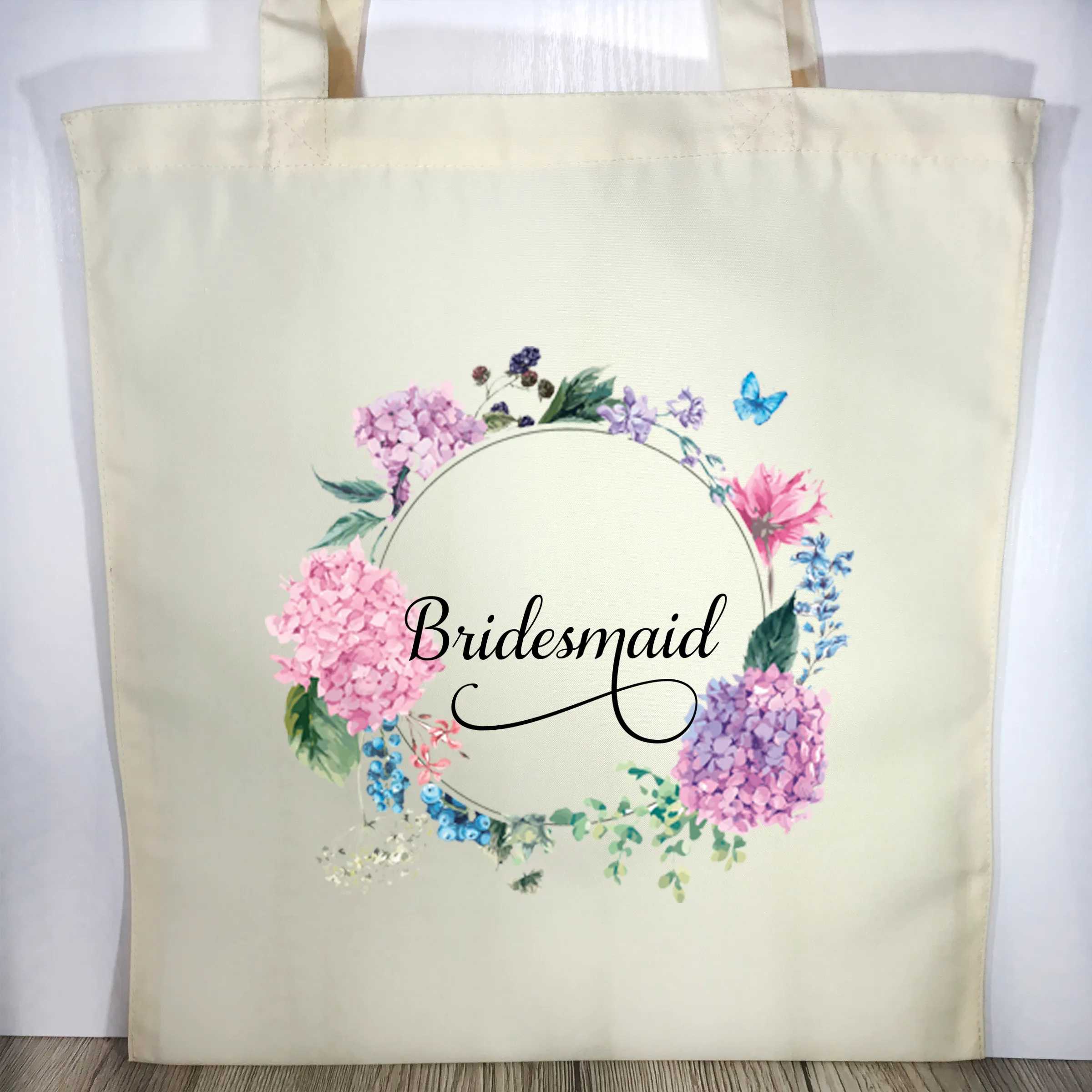 Bridesmaid Floral Wreath Wedding Tote Bag